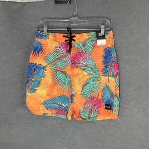 Hurley Board Shorts Tropical Print Swim Trunks Orange Blue Mens Size 29 Travel‎